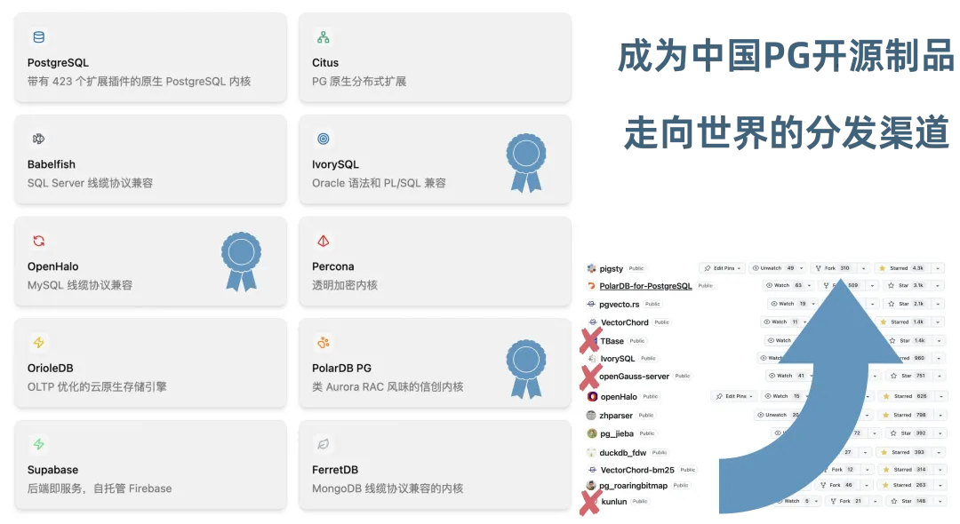 PostgreSQL 分支内核的软件包交付矩阵