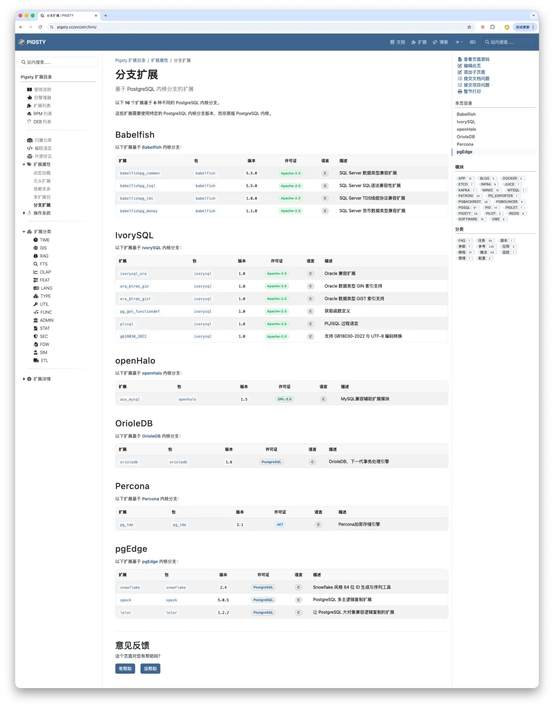 Extensions available only for particular PostgreSQL forks