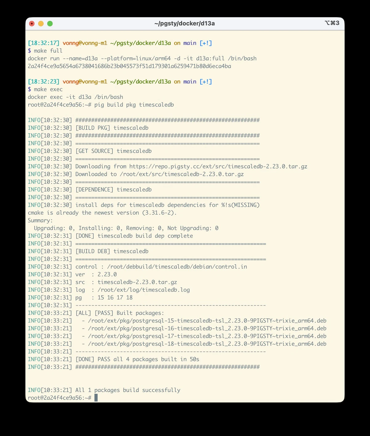 使用 PIG 构建 PostgreSQL 扩展软件包