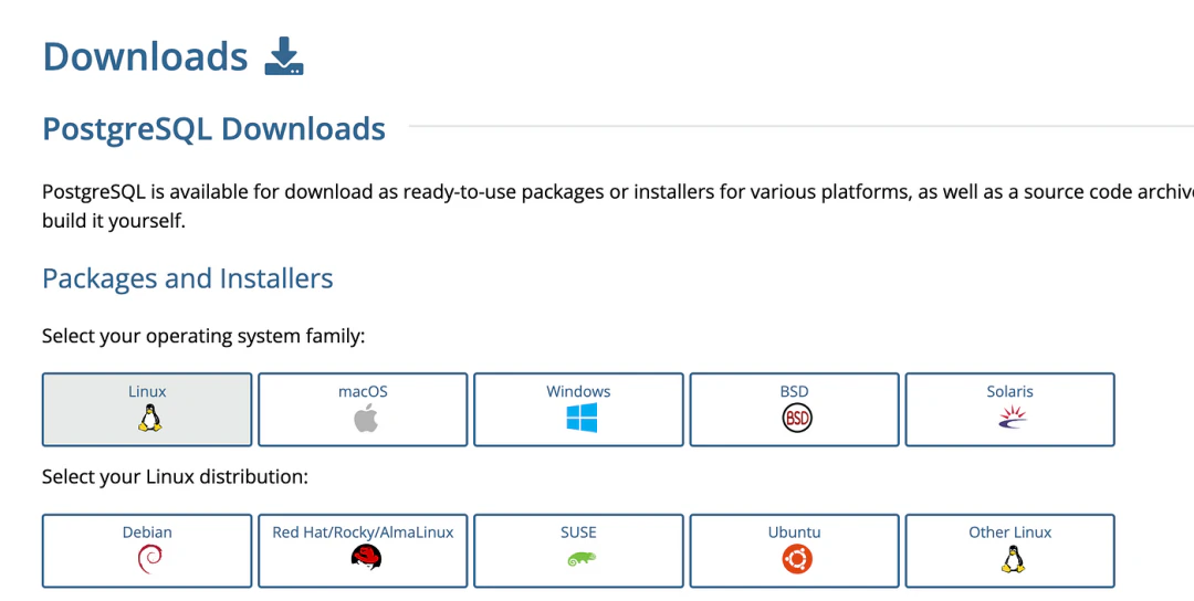 PostgreSQL 官方下载页面