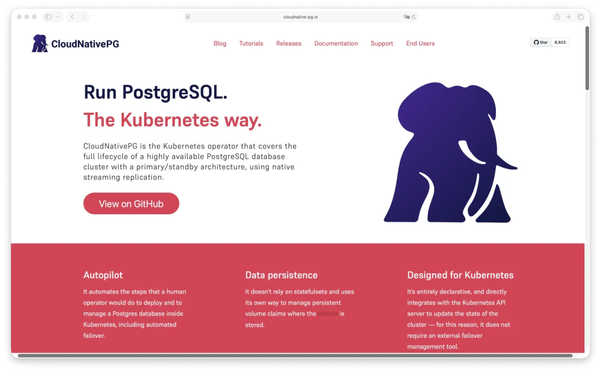 CloudNativePG project homepage